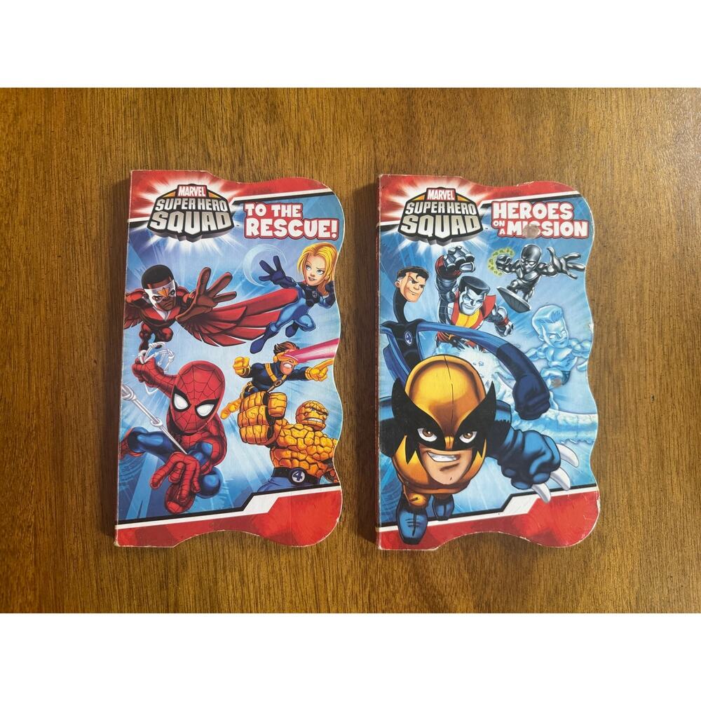 Marvel Super Hero Squad Shaped Book Lot 2 Spider-Man Wolverine Bendon 2011